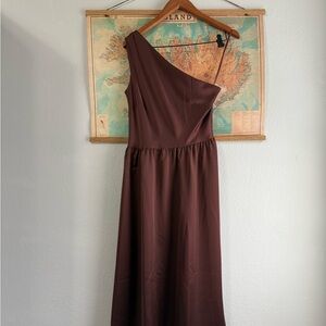 Ann Taylor Chocolate One-Shoulder Dress